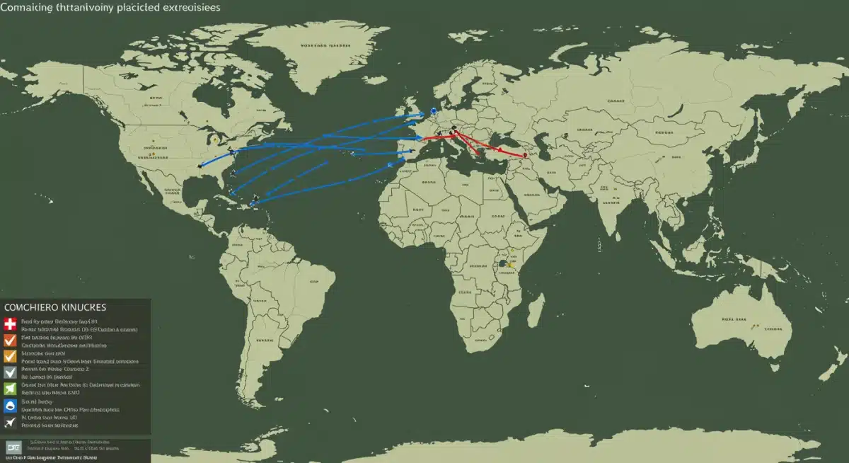 Global map illustrating strategic military exercise locations