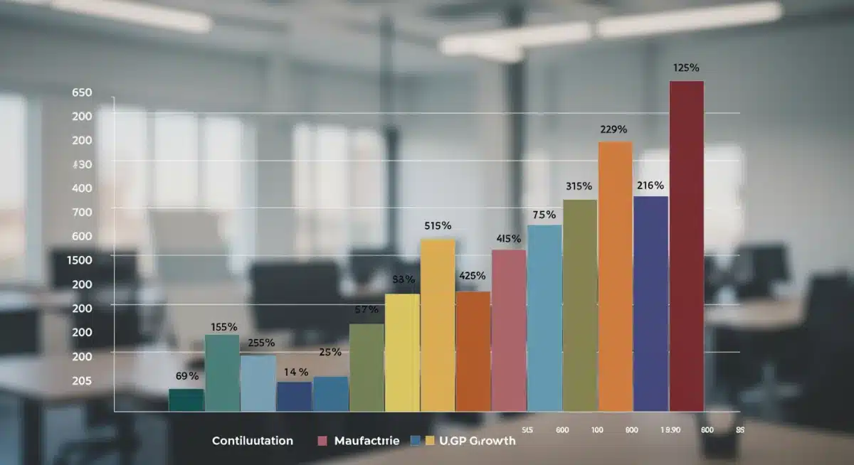 Bar chart illustrating sectoral contributions to US GDP growth in 2025.