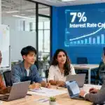 Small business owners discussing 2026 loan options with a financial advisor.