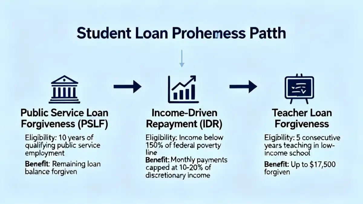 Infographic detailing various student loan forgiveness pathways