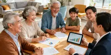 Family discussing long-term care planning with an advisor for 2026 benefits