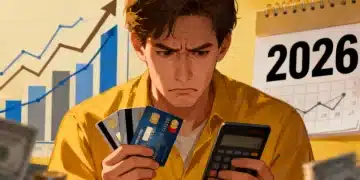 Stressed individual managing credit card debt in 2026 with high interest rates