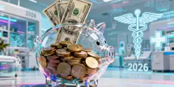 Illustration of 2026 Health Savings Account benefits, showing money and medical symbols.