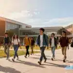 Students on a university campus, symbolizing college choice and future opportunities.