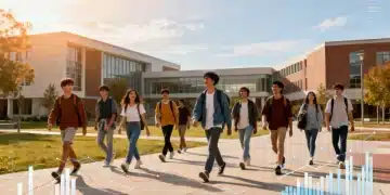 Students on a university campus, symbolizing college choice and future opportunities.