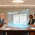 2026 Corporate Tax Rate: 21% Flat Rate Impacts Business Investments Business leaders discussing financial projections and tax policies in a modern boardroom, illustrating strategic responses to new tax regulations.
