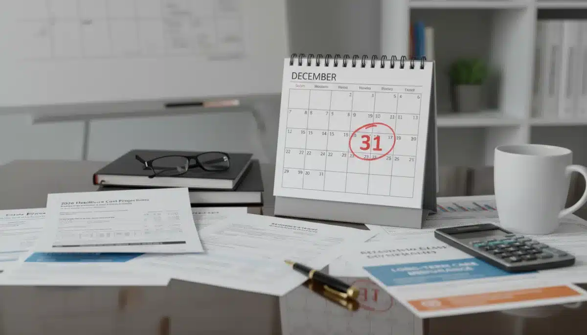 Calendar 2026 with financial documents symbolizing future Medicare planning
