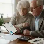 Senior couple reviewing 2026 Medicare premium adjustments on a tablet