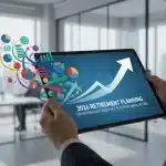 Diverse investment portfolio charts on tablet for 2026 retirement planning