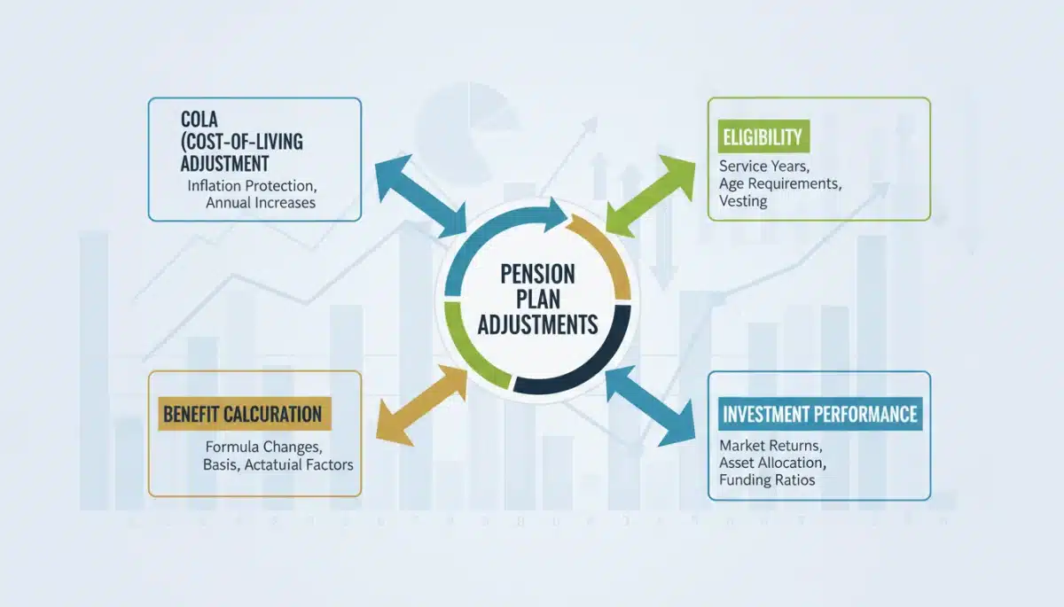 Infographic showing components of pension plan adjustments