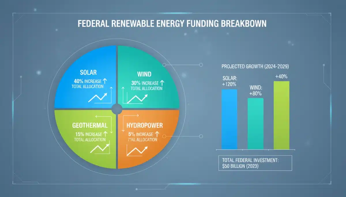 Infographic showing federal funding allocation across various renewable energy sectors