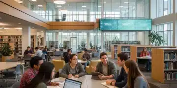 Diverse college students studying in a library, discussing 2026 Pell Grant changes.