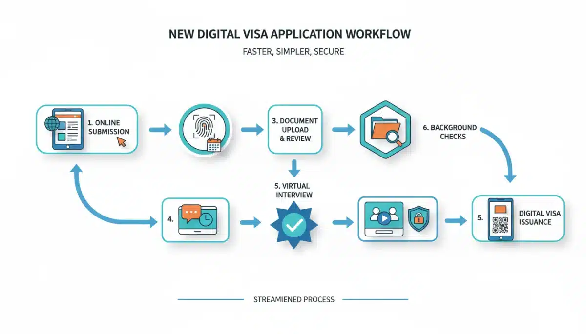 Infographic detailing new digital visa application process