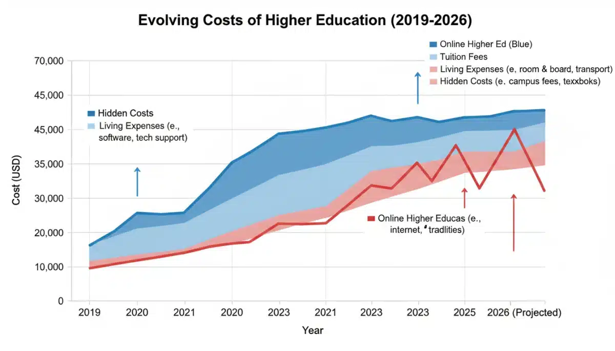 Higher education cost comparison online vs. in-person